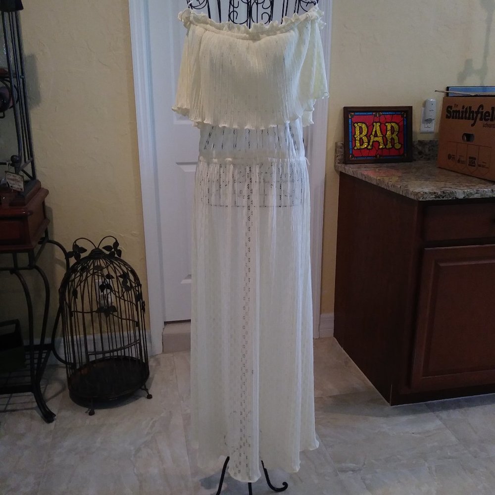 Vintage Boho Cottagecore Wedding Off Shoulder Dress